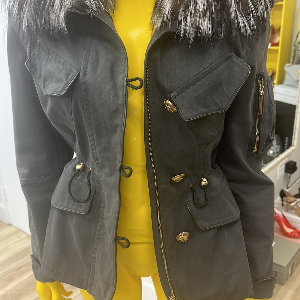 Emilio Pucci Army Color utility jacket with Fox Collar/M -40 - Picture 4 of 10